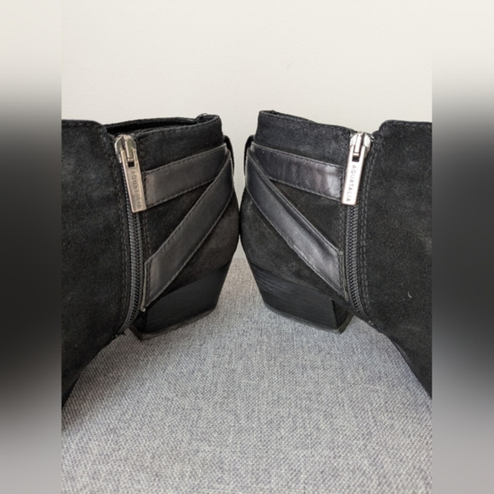 Aquatalia Farin Suede Weatherproof Ankle Boots – Black, Size 9